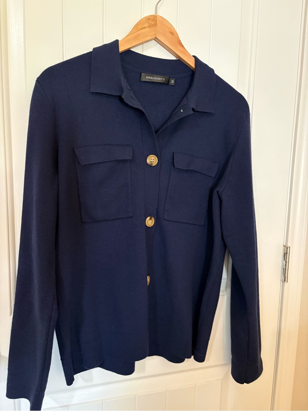Merokeety Women's Navy Button-Front Cardigan Sweater